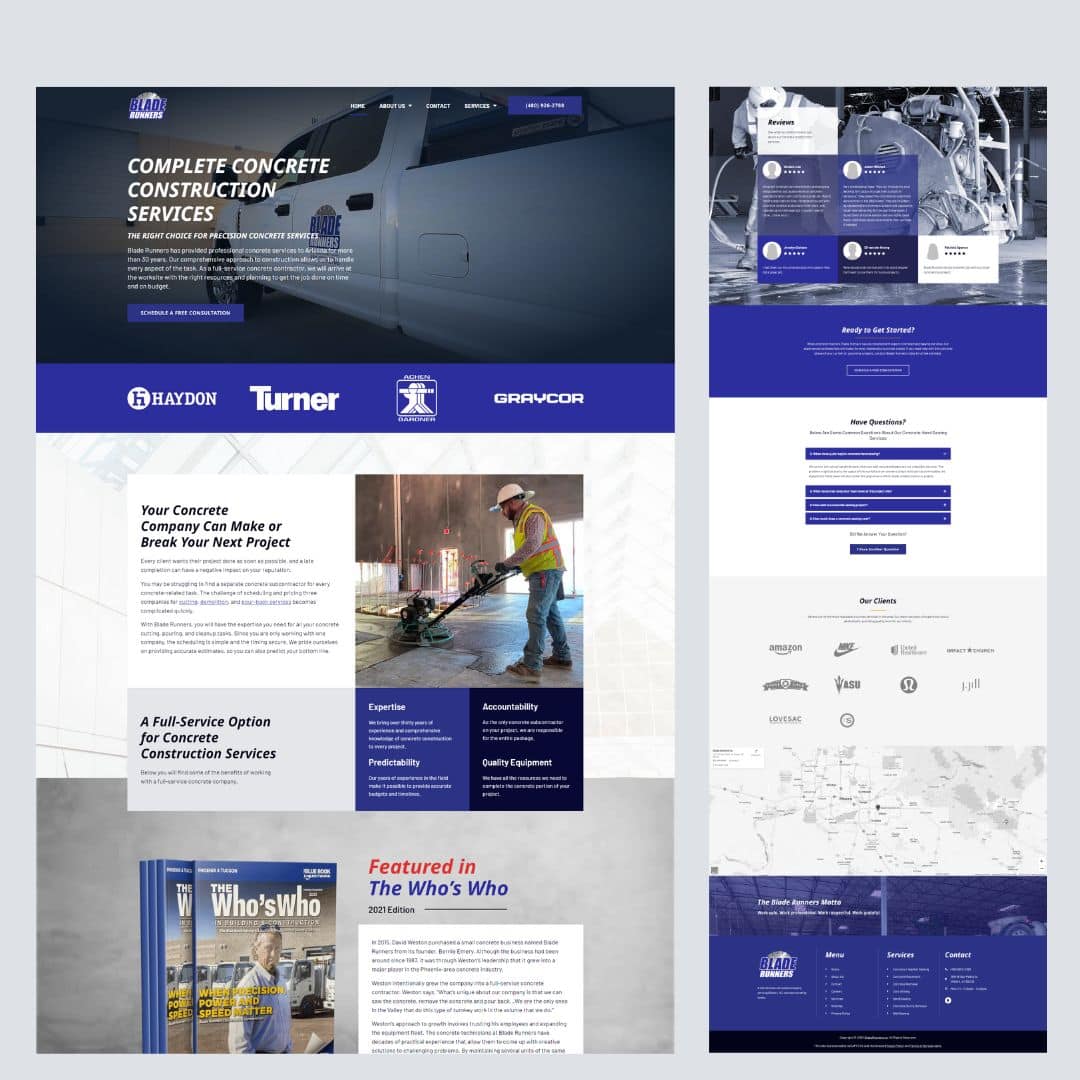 Blade Runner website snapshot — contractor website example